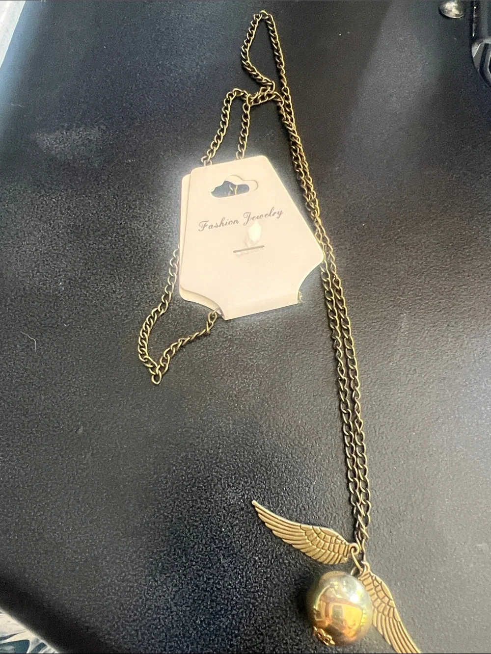 Fashion Jewelry Gold Winged Globe Charm Necklace